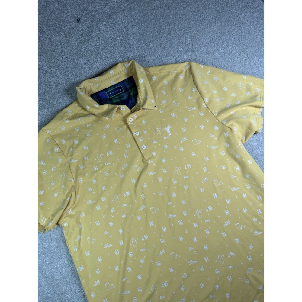 William Murray Polo Shirt Men's 2XL Yellow Performance Golf All Over Golf Print